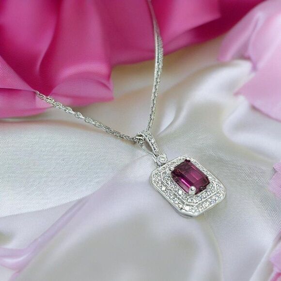 Diamond Rubellite Tourmaline Necklace 18" 18k G 1.80 TCW Certified $4,950 921140 - Picture 4 of 16